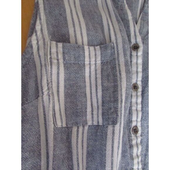 Time and Tru Utility Striped Romper Pockets Elastic Tie Waist Sailorcore Md 8-10 - Picture 10 of 11